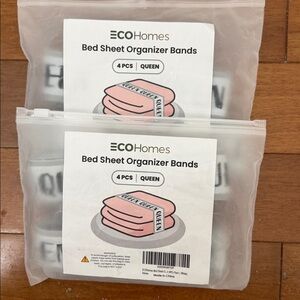 8-Piece Queen Bed Sheet Organizer Bands – Cream | Elastic Linen Storage Straps